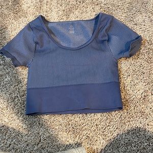 Aerie cropped blue shirt